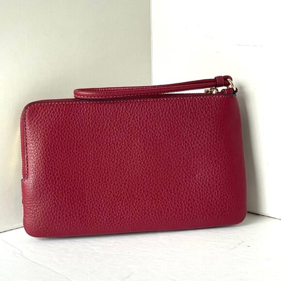 Coach Double Zip Phone Wallet Cherry Print Signature Canvas Wristlet CZ763 - Picture 2 of 7